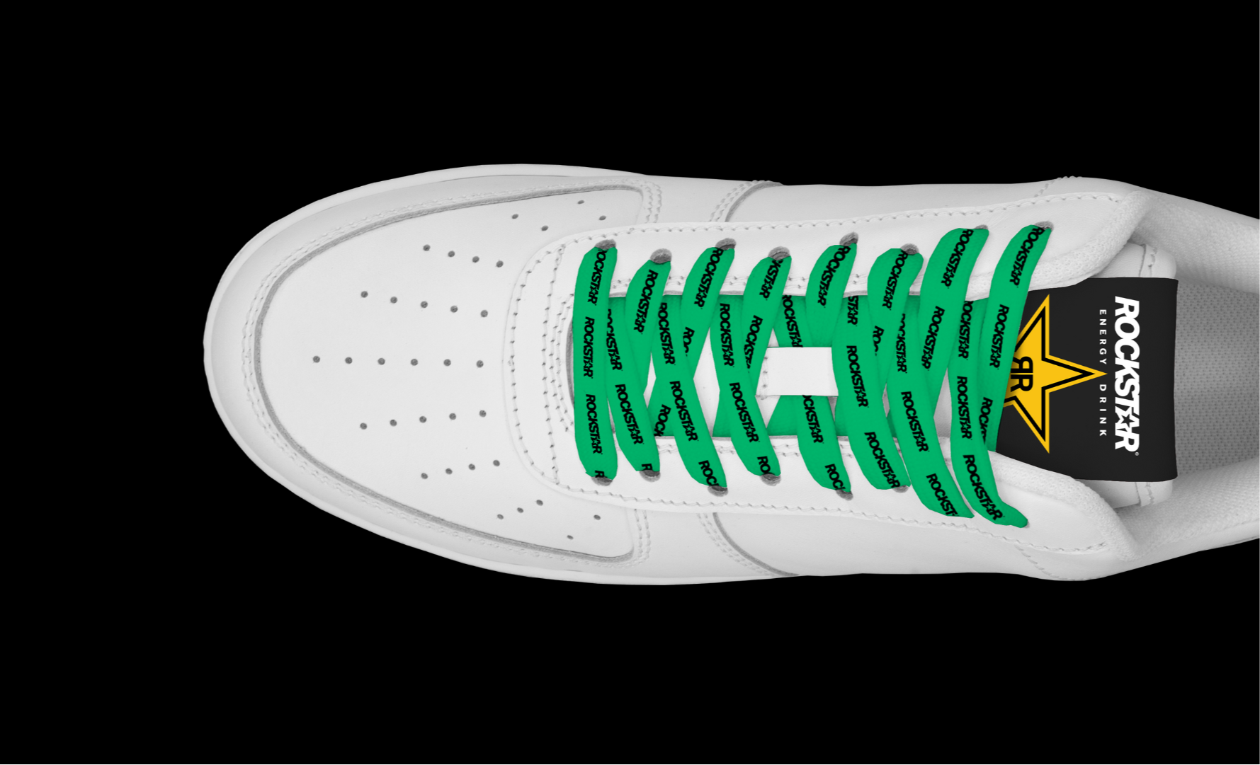 rockstar sneaker, green lace sneaker, AF1 style sneaker