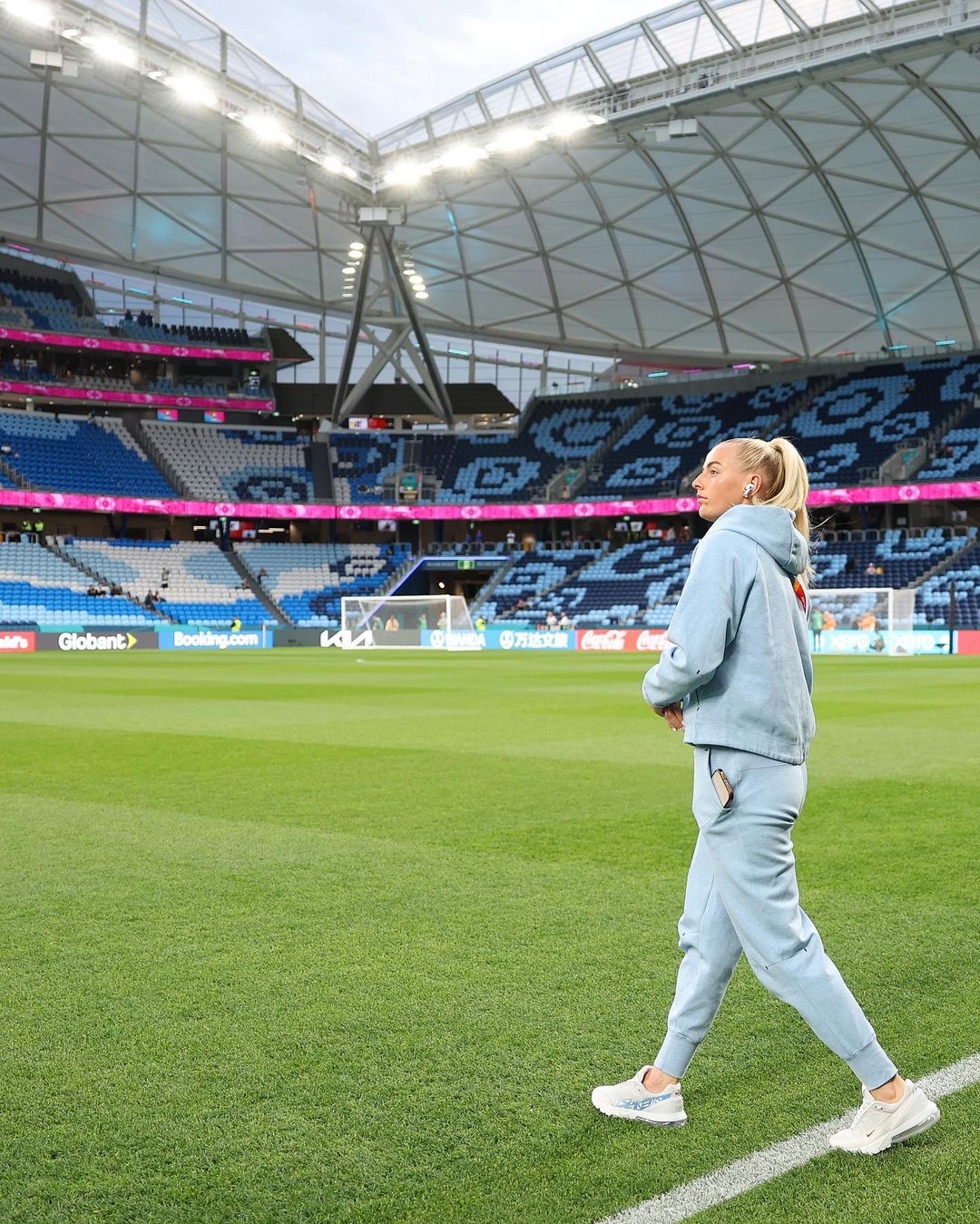 Chloe Kelly wearing Custom Lionesses' themed Air Max Pulse trainer by CANVVS