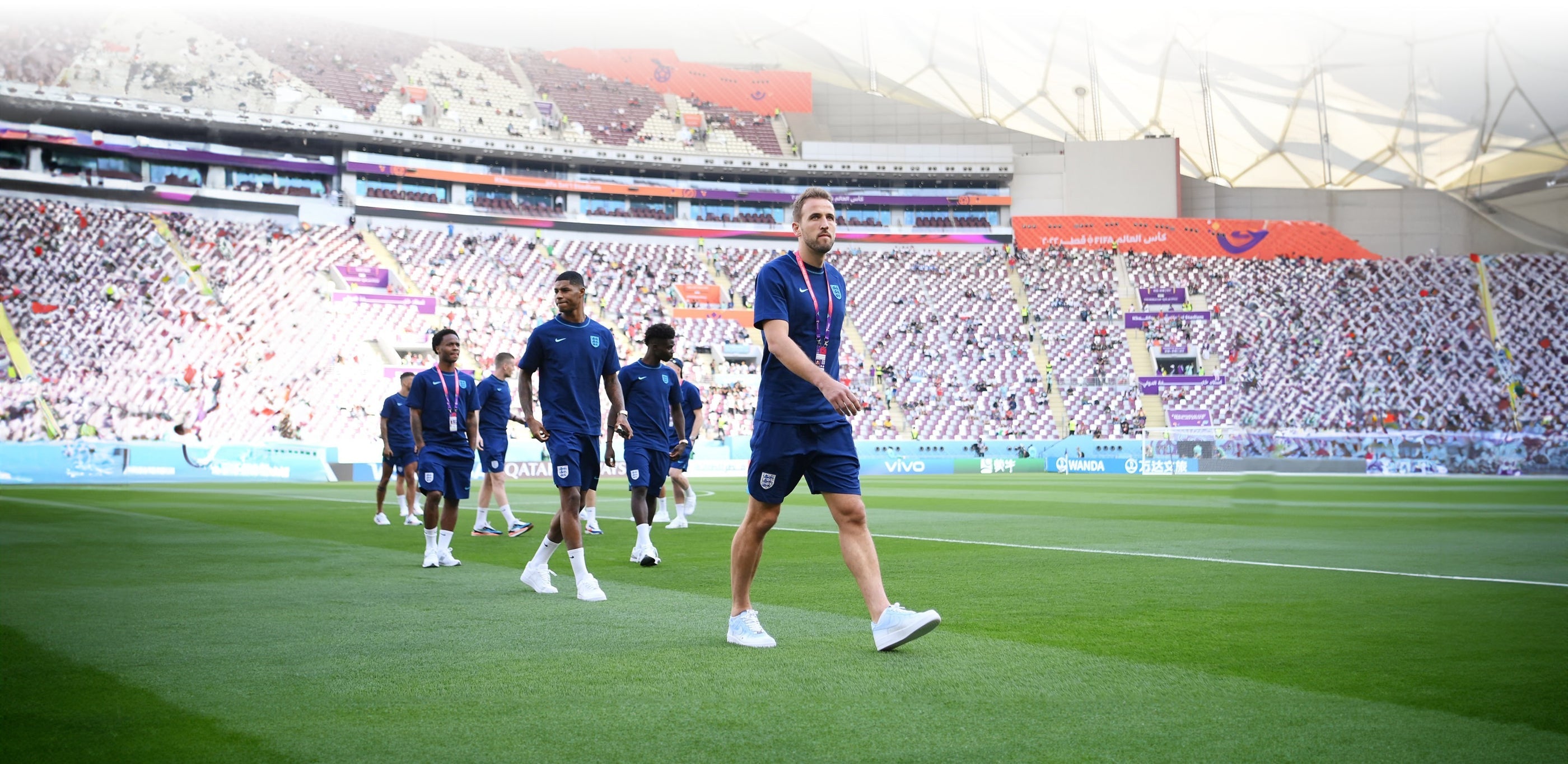 Harry Kane wearing custom air force 1 trainers created by CANVVS. Qatar 2022 World Cup.