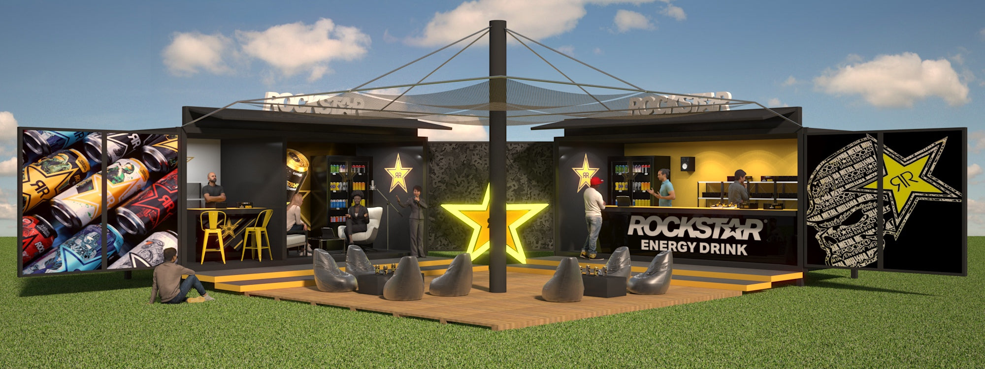 rockstar set design, rockstar tent, rockstar activation, rockstar sneaker