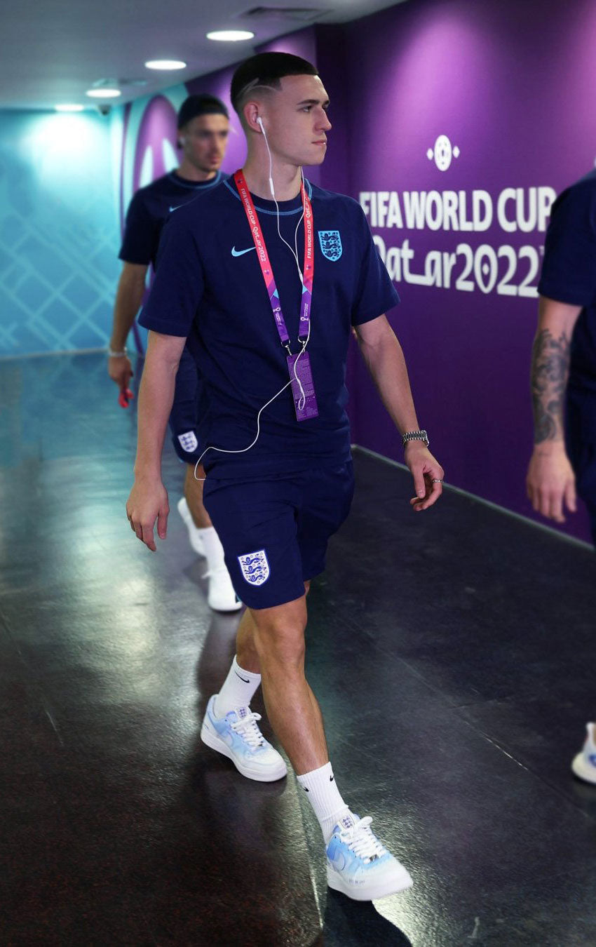 Phil Foden wearing CANVVS custom Air Force 1 Sneakers