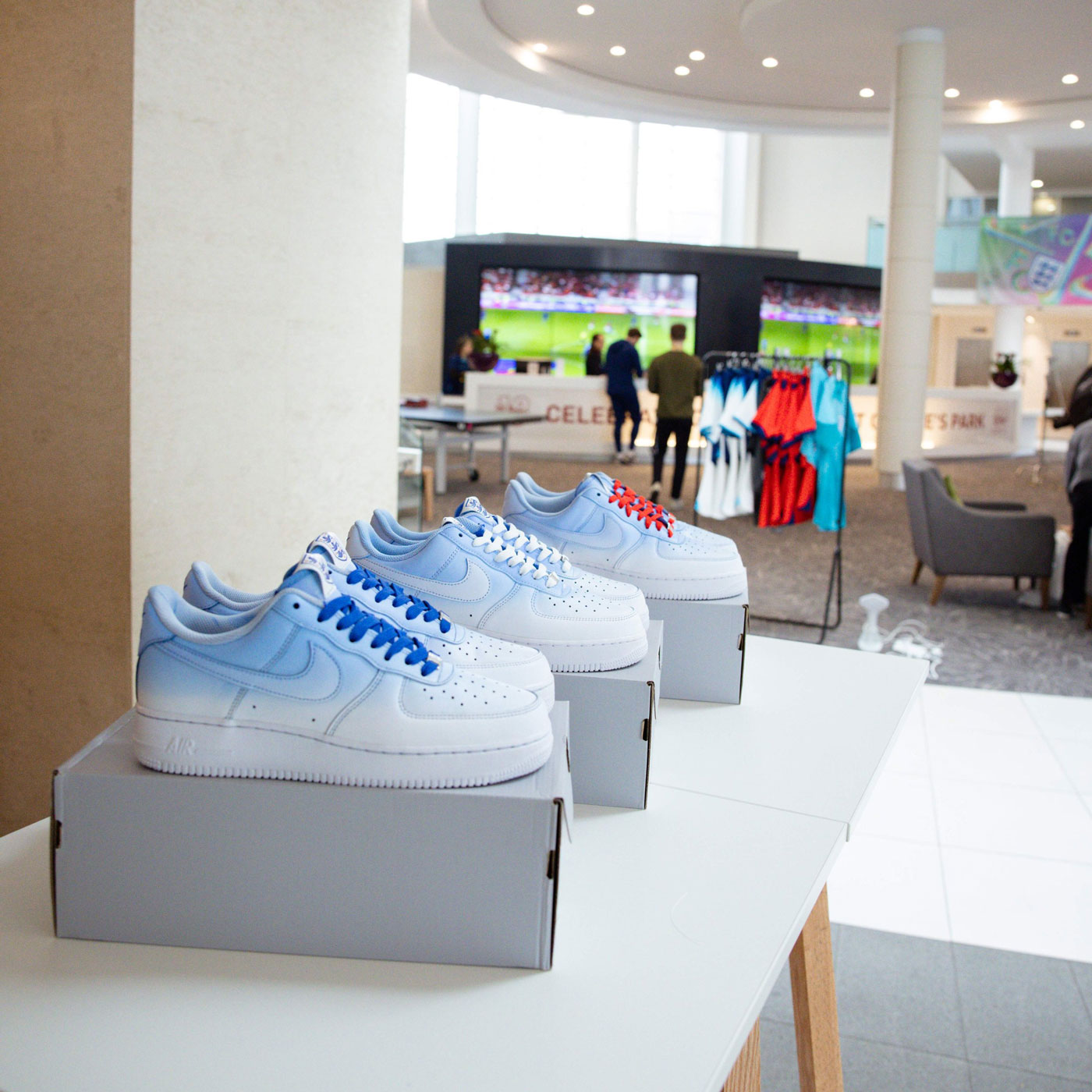 Custom England Three Lions Air Force 1s with custom laces